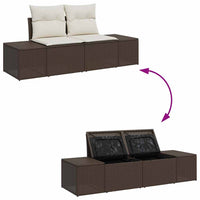 Set Divano da Giardino 4 pz-Sofa da Giardino-Divanetto da esterno Marrone e Crema polyrattan 165351