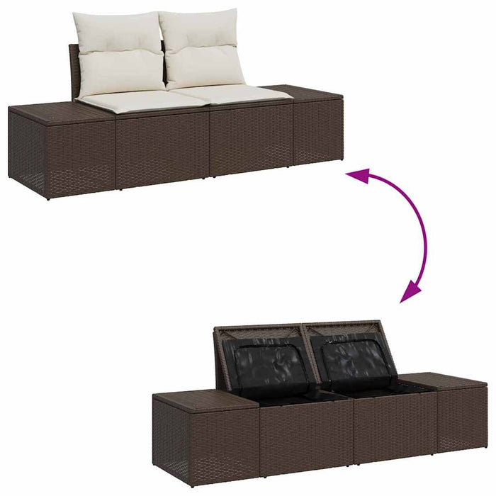 Set Divano da Giardino 4 pz-Sofa da Giardino-Divanetto da esterno Marrone e Crema polyrattan 165351