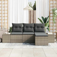 Set Divano da Giardino con cuscino 4 pz-Sofa da Giardino-Divanetto da esterno Grigio polyrattan 195081