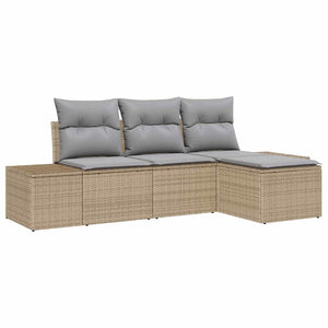 Set Divano da Giardino 4 pz-Sofa da Giardino-Divanetto da esterno Beige e Grigio Chiaro polyrattan 433762