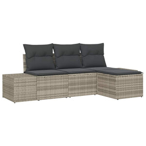 Set Divano da Giardino 4 pz-Sofa da Giardino-Divanetto da esterno Grigio chiaro polyrattan 921057