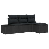 Set Divano da Giardino con cuscino con archiviazione 4 pz-Sofa da Giardino-Divanetto da esterno Nero 168079