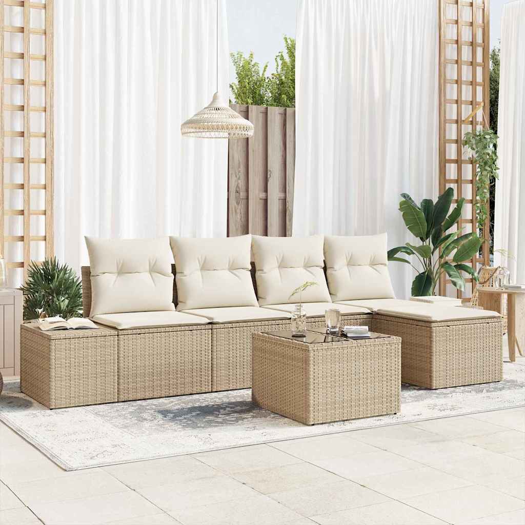 Set Divano da Giardino con cuscino 6 pcs Beige e Crema 3355700