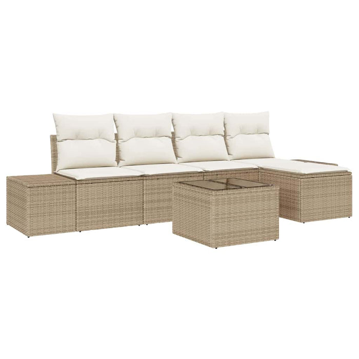 Set Divano da Giardino con cuscino 6 pcs Beige e Crema 3355700