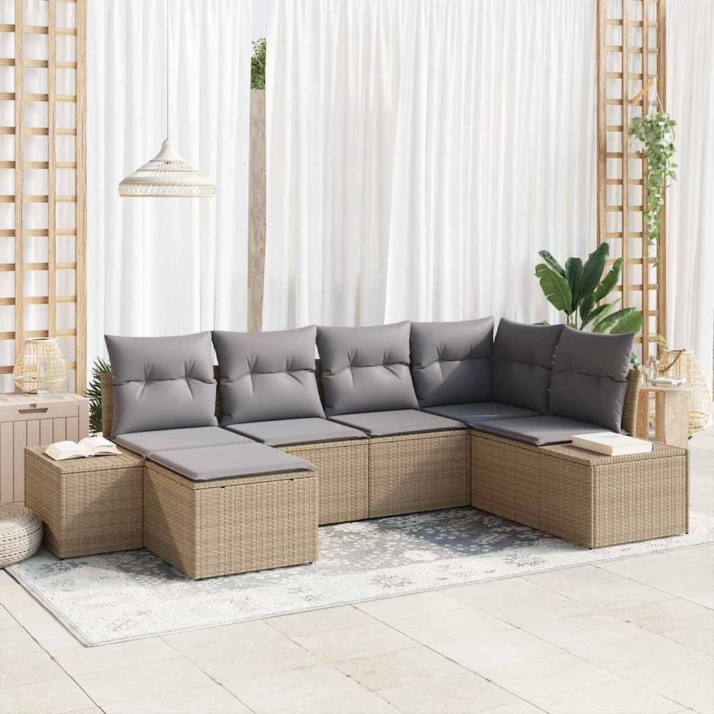 Set di divano da giardino  a 6 pezzi con cuscini in rattan polietilene beige 3355799