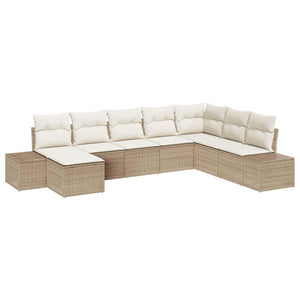 Set da giardino 8 pezzi  con cuscini beige in rattan polietilene. 3355850
