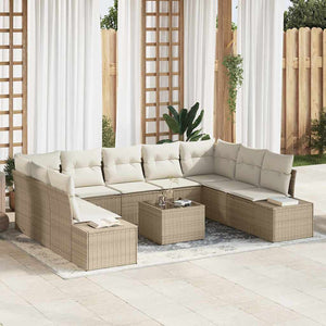 Set Divano da Giardino 10 pcs beige e panna 289 x 209 x 85 cm 3355900