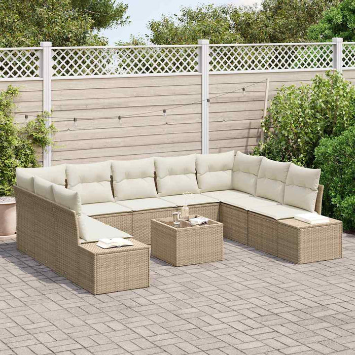 Set Divano da Giardino 10 pcs beige e panna 289 x 209 x 85 cm 3355900