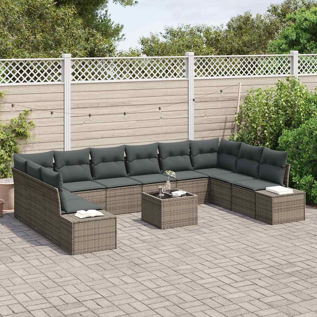 Set di divani da giardino  in 10 pezzi con cuscini in rattan sintetico nero. 3355918