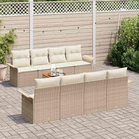 Set di divani da giardino  a 9 pezzi con cuscini beige in polyrattan e acacia. 3355971