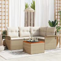 Set Giardino  5 Pezzi con Cuscini Beige in Rattan Sintetico e Acacia 3355992