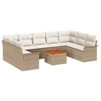 Set di Divani da Giardino  da 10 Pezzi con Cuscini Beige in Polyrattan e Acacia 3356041