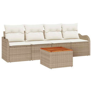 Set da giardino in 5 pezzi di  con cuscini in rattan poliestere beige e struttura in acacia. 3356055