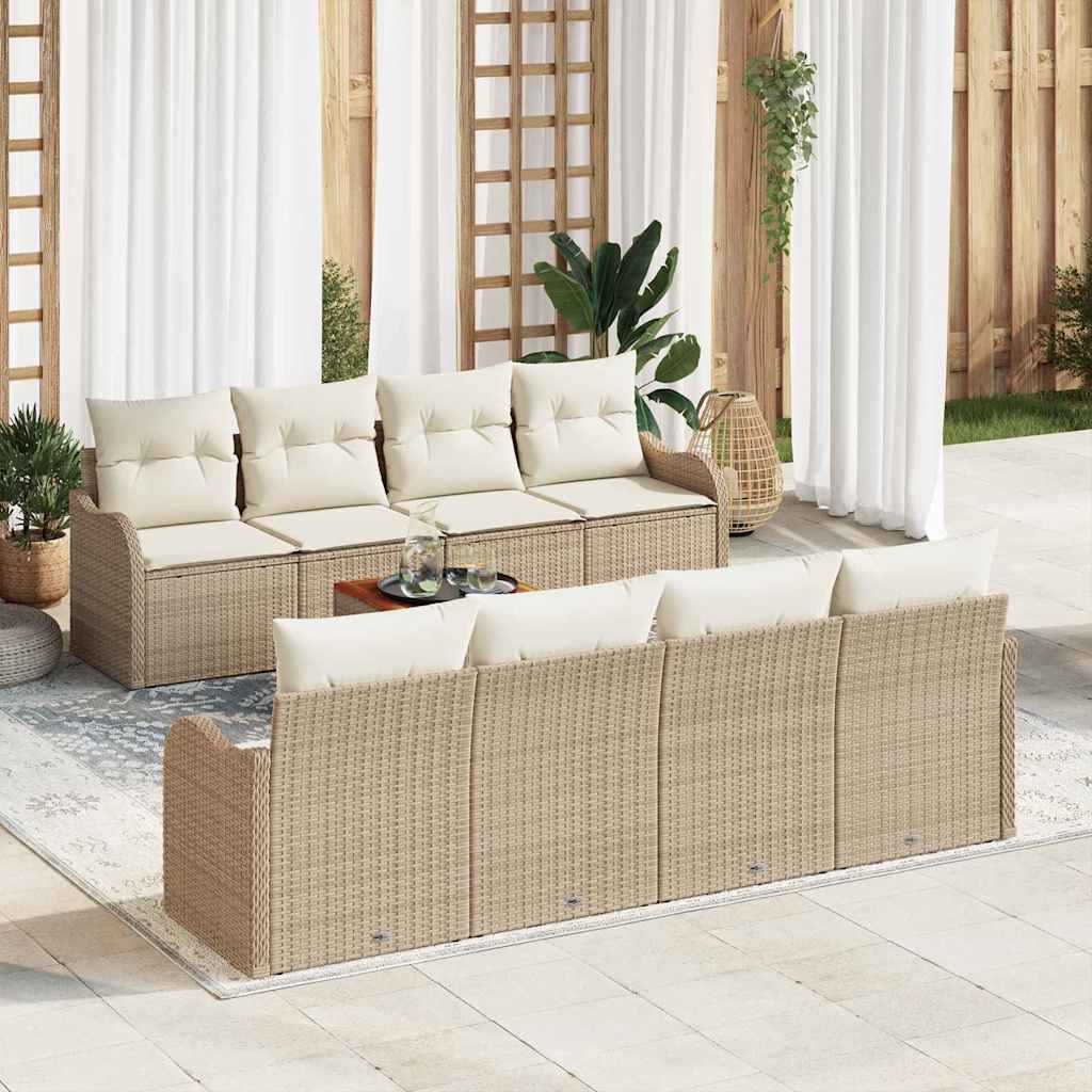 Set divano da giardino beige 9 pcs Beige, bianco Large Rattan 3356097