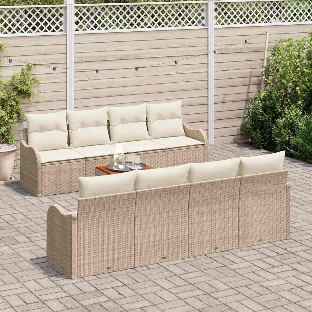 Set divano da giardino beige 9 pcs Beige, bianco Large Rattan 3356097