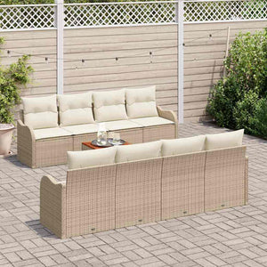 Set divano da giardino beige 9 pcs Beige, bianco Large Rattan 3356097