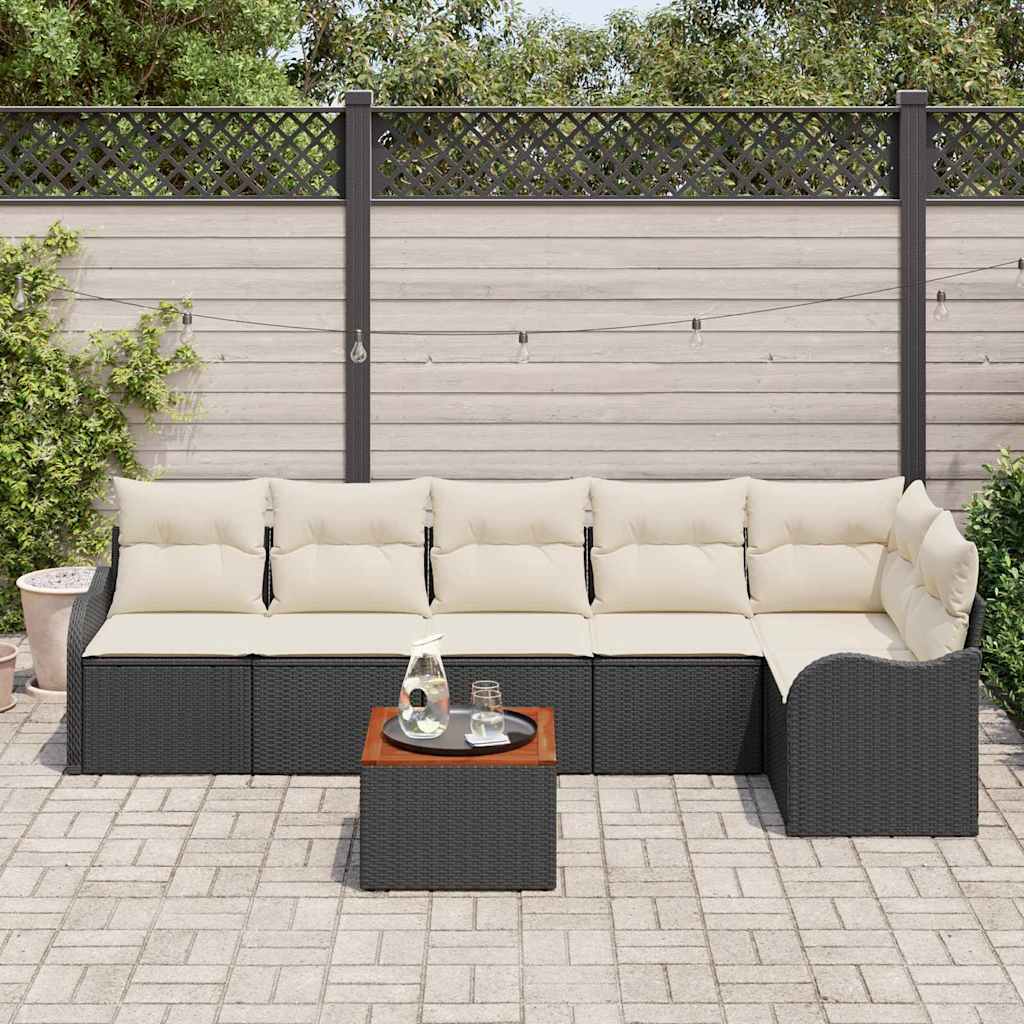 Set Divano Giardino 7 pcs Nero, bianco 4 persone 3356129