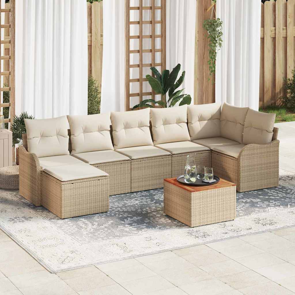 Set di Sofà da Giardino 8 pcs Beige, bianco Grande 3356153