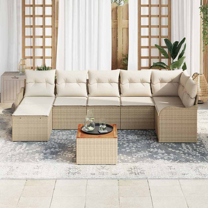 Set di Sofà da Giardino 8 pcs Beige, bianco Grande 3356153