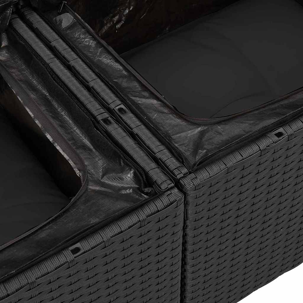 Set di Sofà da Giardino 8 pcs Nero Grande Rattan, tessuto 3356210