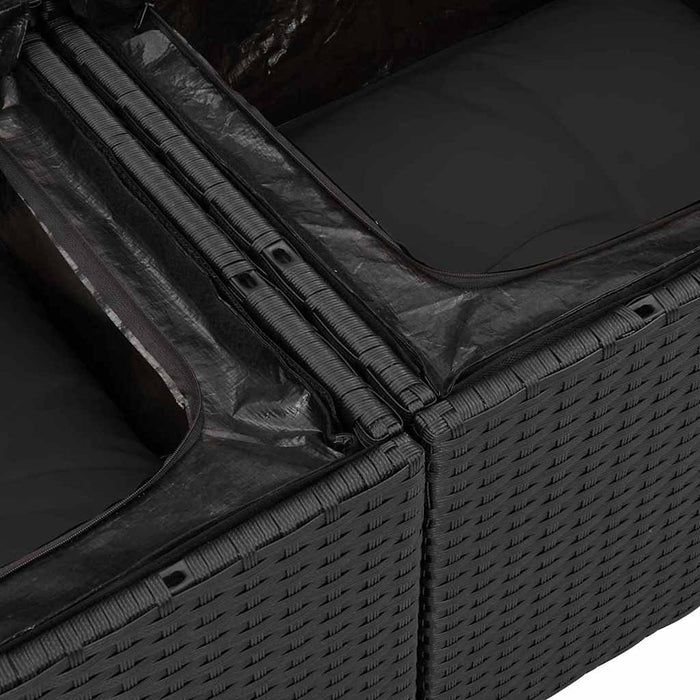 Set di Sofà da Giardino 8 pcs Nero Grande Rattan, tessuto 3356210
