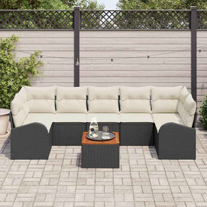 Set Divano Giardino 8 pcs Nero, bianco Medio Rattan, Poliestere 3356213