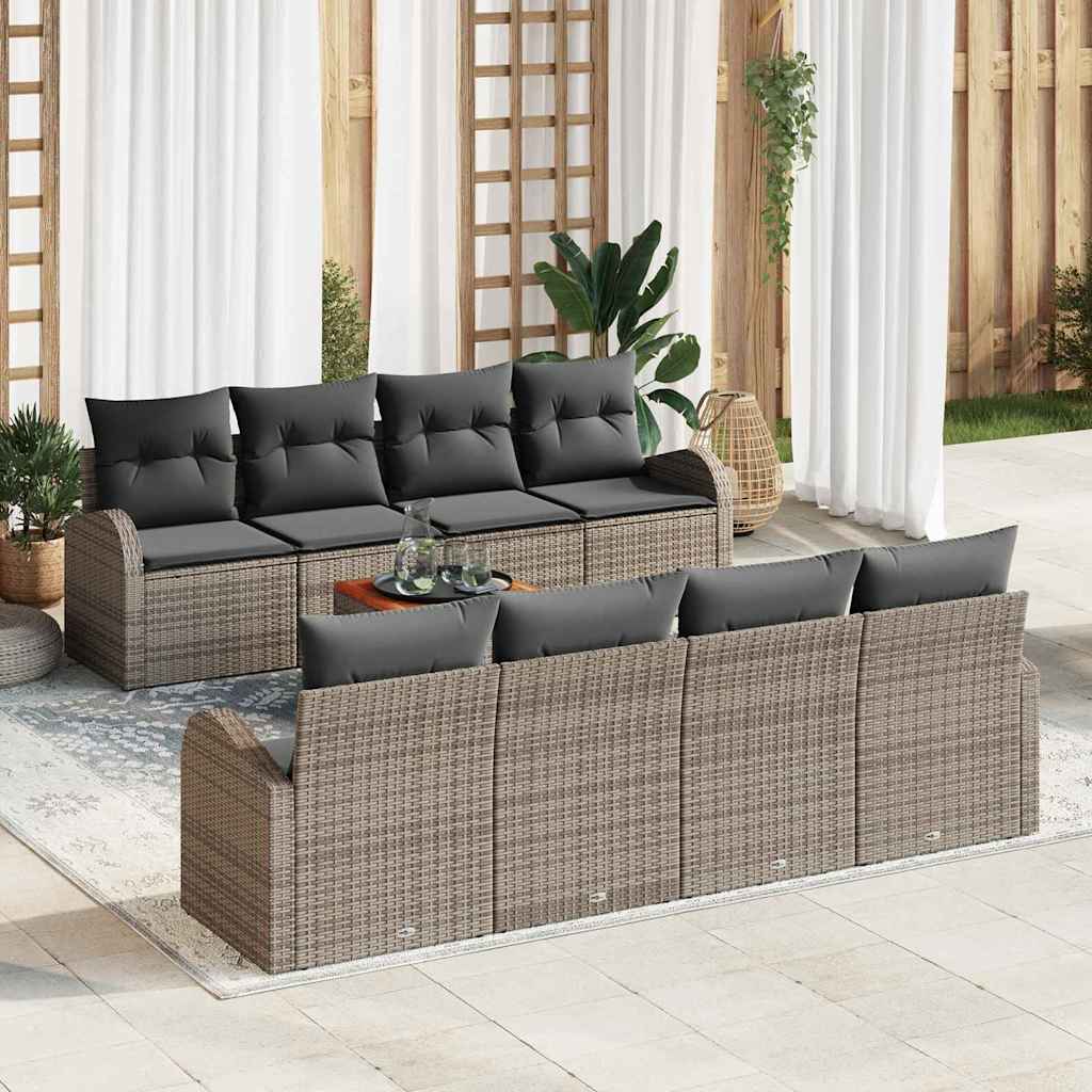Set divano giardino grigio 9 pcs Grigio Large Rattan, Cuscino 3356221