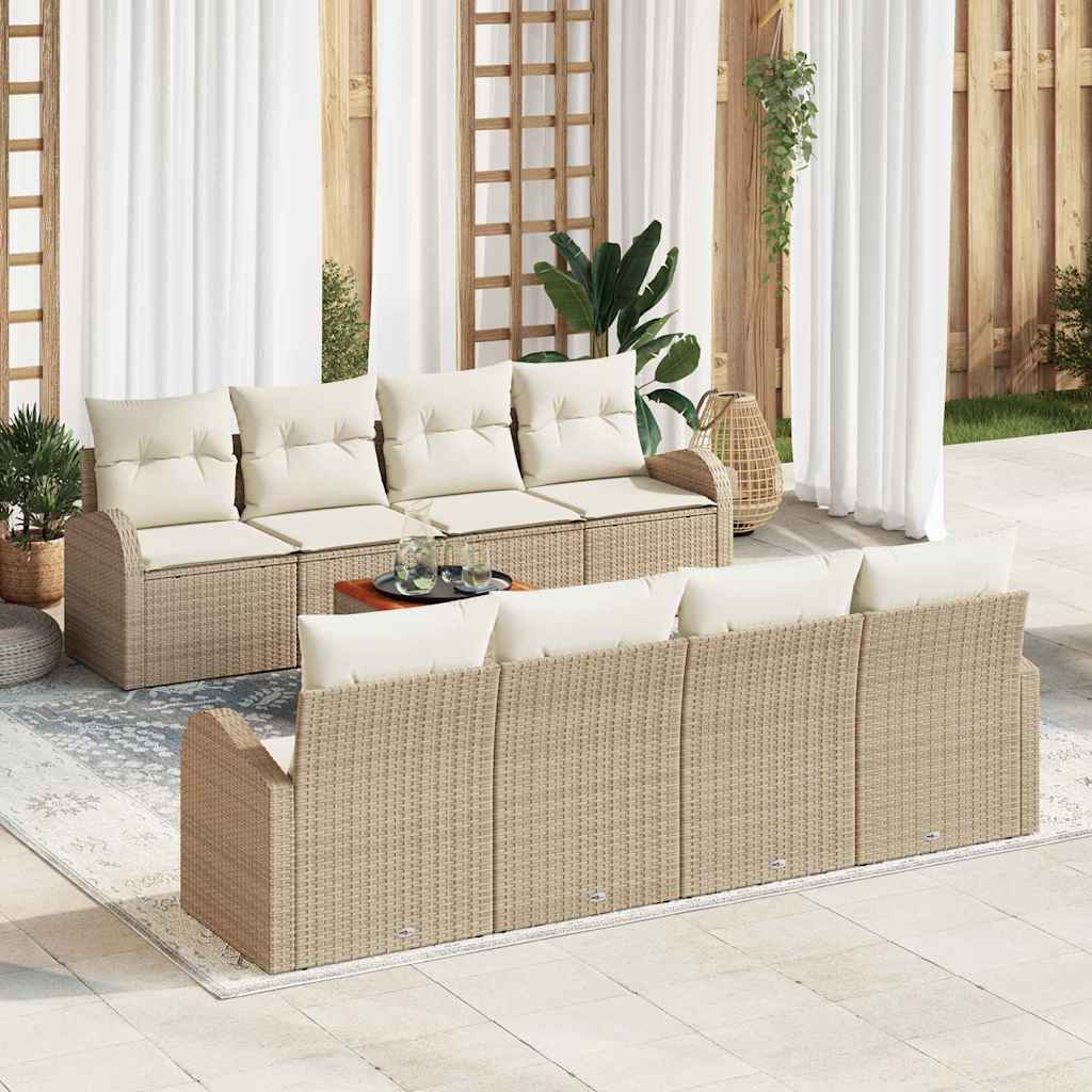 Set Divano da Giardino 9 pcs Beige e bianco 3356223