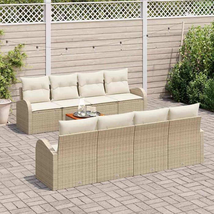 Set Divano da Giardino 9 pcs Beige e bianco 3356223