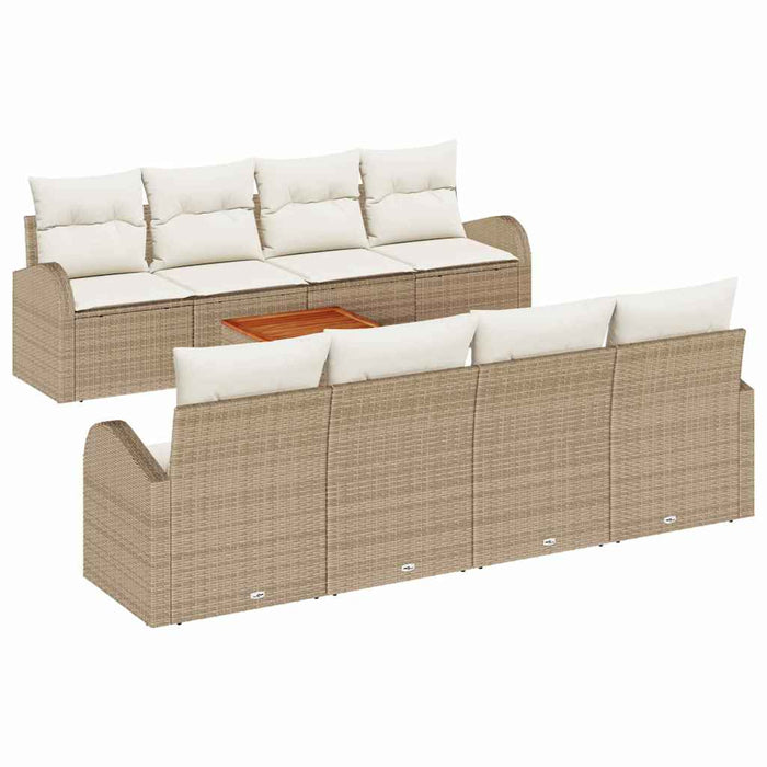 Set Divano da Giardino 9 pcs Beige e bianco 3356223