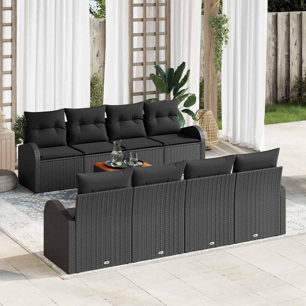 Set di Sofà da Giardino 9 pcs Nero Large 3356224