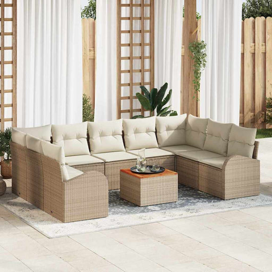 Set Divano da Giardino 10 pcs Beige e bianco 3356293