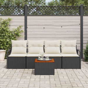 Set divano da giardino 5 pcs Nero, bianco 55 x 55 x 37 cm 3356304