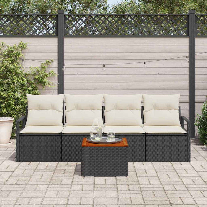 Set divano da giardino 5 pcs Nero, bianco 55 x 55 x 37 cm 3356304