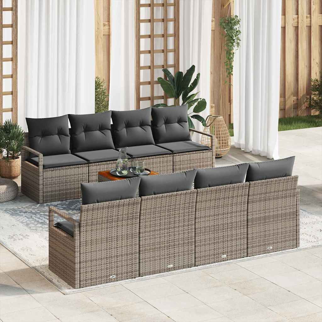 Set Divano Giardino Grigio 9 pcs Grigio Large Polirattan 3356347