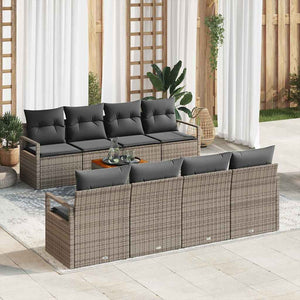 Set Divano Giardino Grigio 9 pcs Grigio Large Polirattan 3356347