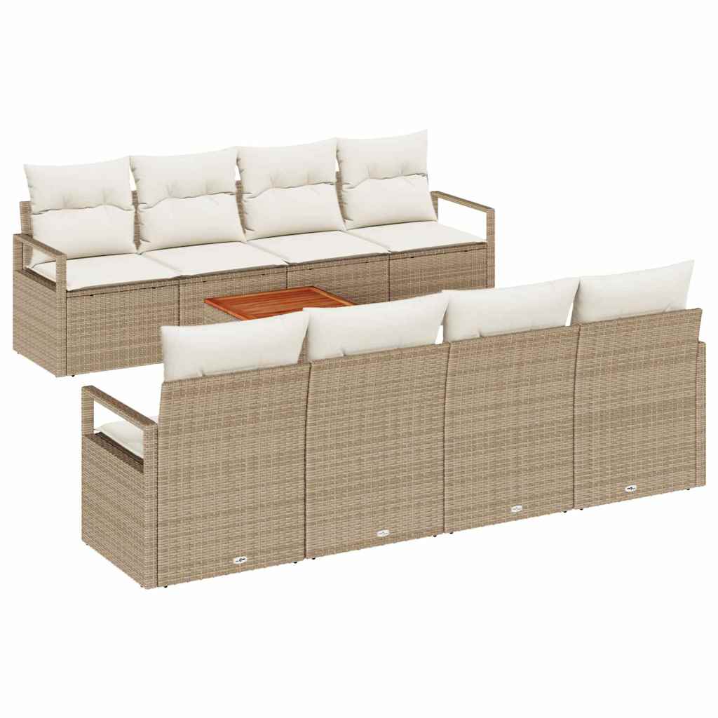 Set divani giardino 9 pcs Beige, bianco Large 3356349