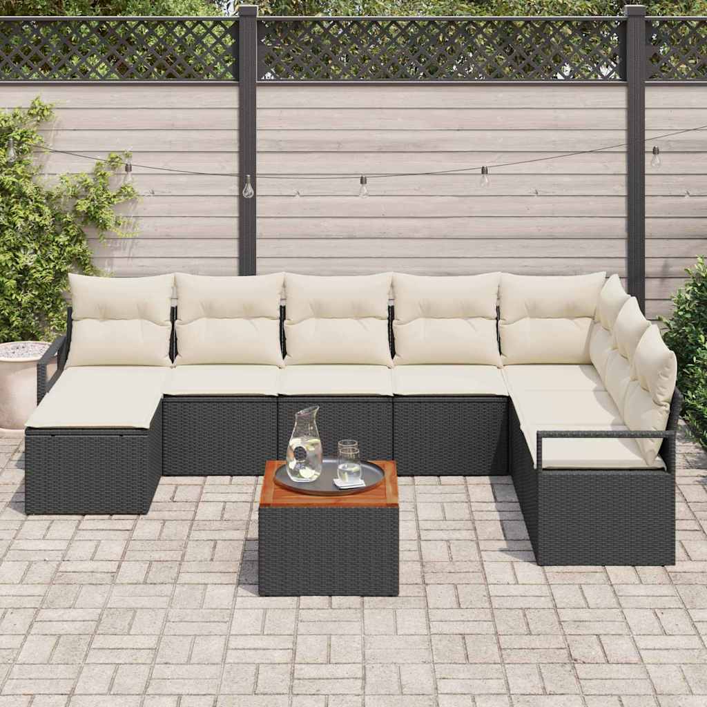 Set Divano da Giardino 9 pcs Nero, bianco Grande 3356409