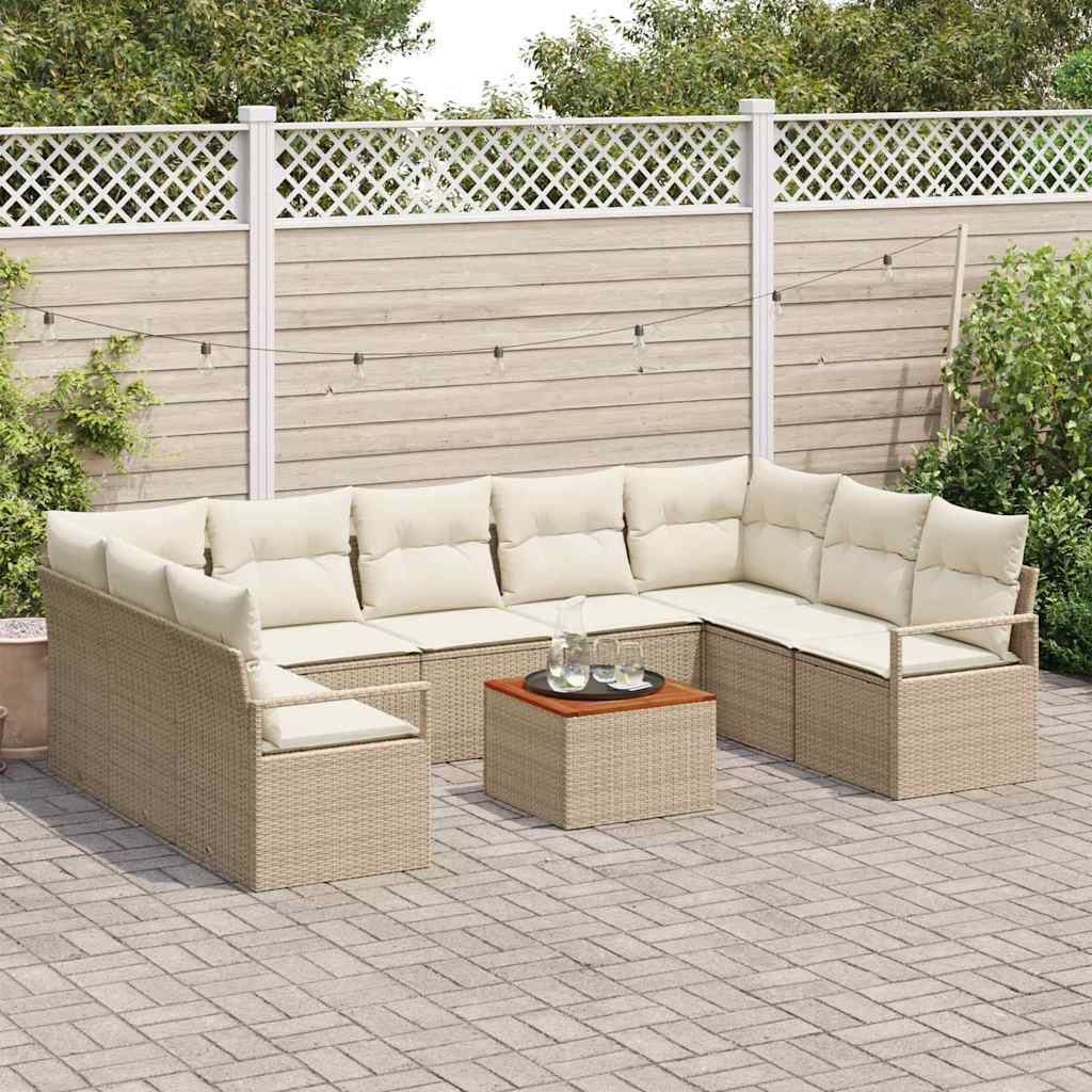 Set Divano da Giardino 10 pcs Beige, bianco Grande 3356419
