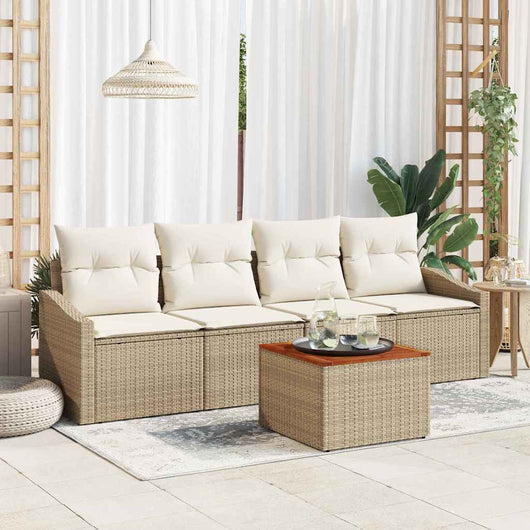 Set Divano da Giardino 5 pcs Beige e bianco 3356433