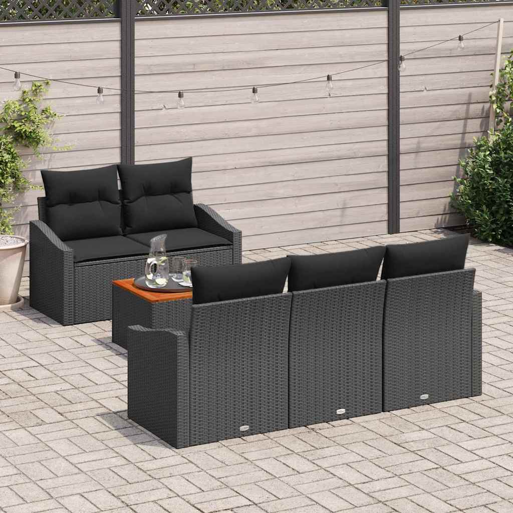 Set Divano da Giardino 6 pcs Nero 55 x 55 x 37 cm 3356441