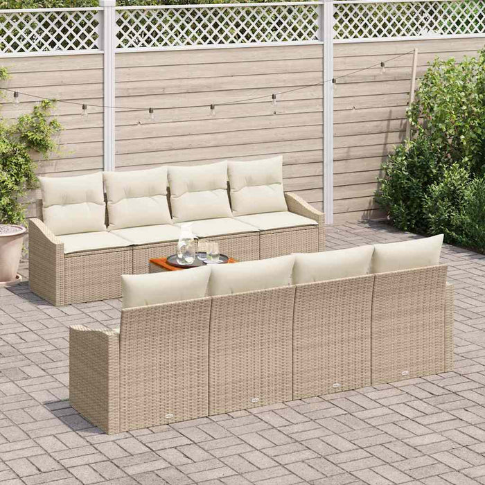 Set Divano da Giardino 7 pcs Beige e bianco 3356475