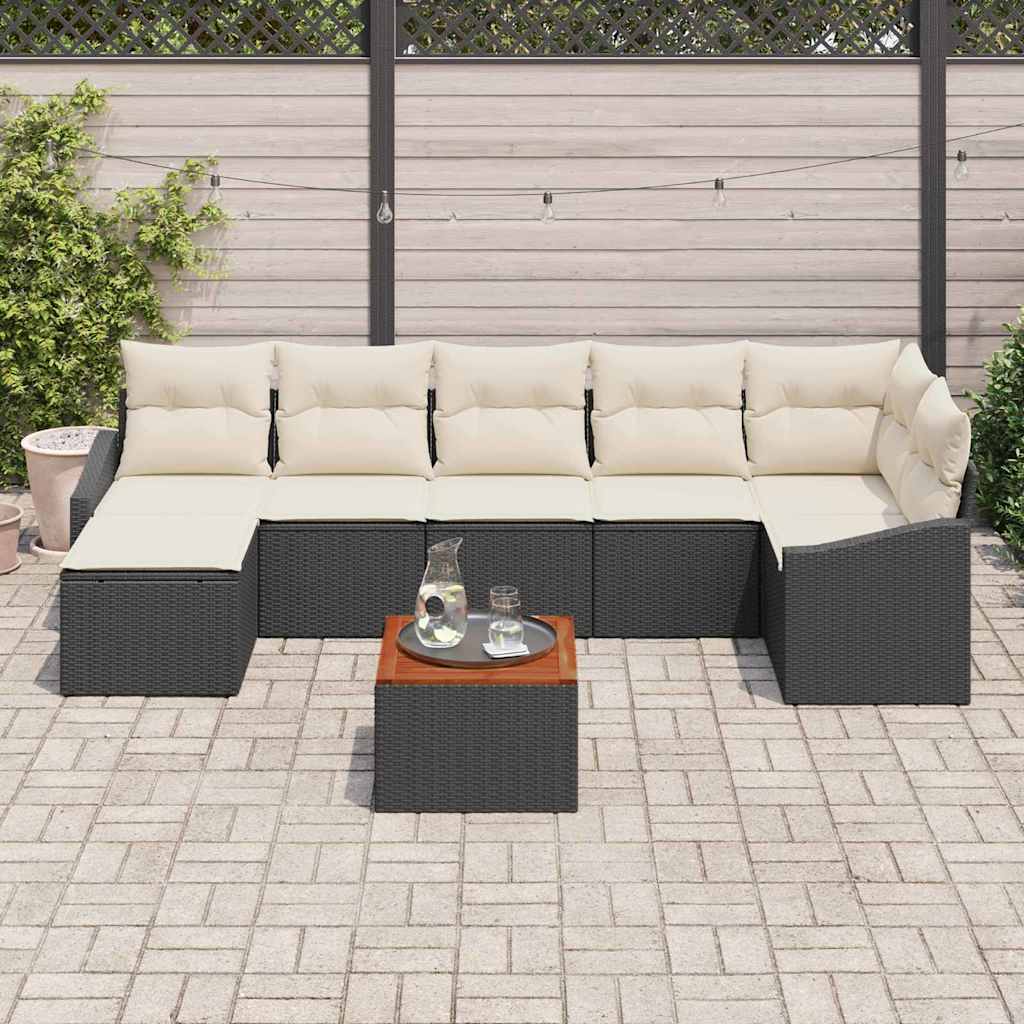 Set Divano da Giardino 8 pcs Nero e bianco 3356528