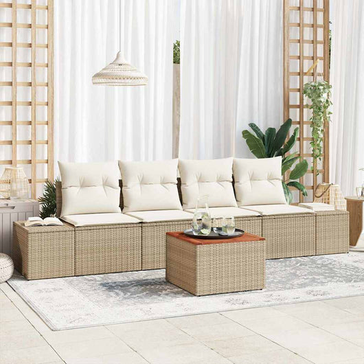 Set Divano da Giardino 5 pcs Beige e bianco 3356559
