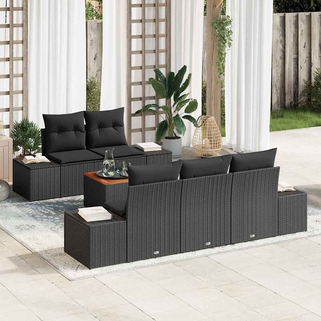 Set Divano da Giardino 6 pcs Nero 3356567