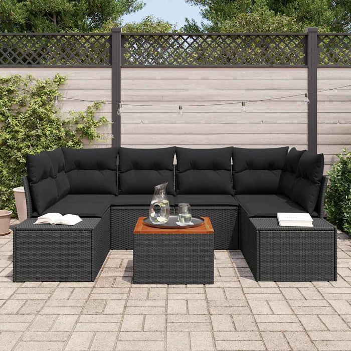 Set di Divani da Giardino 7 pcs Nero 55 x 55 x 37 cm 3356581