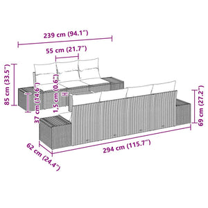 Set Divano da Giardino 8 pcs Grigio 3356585
