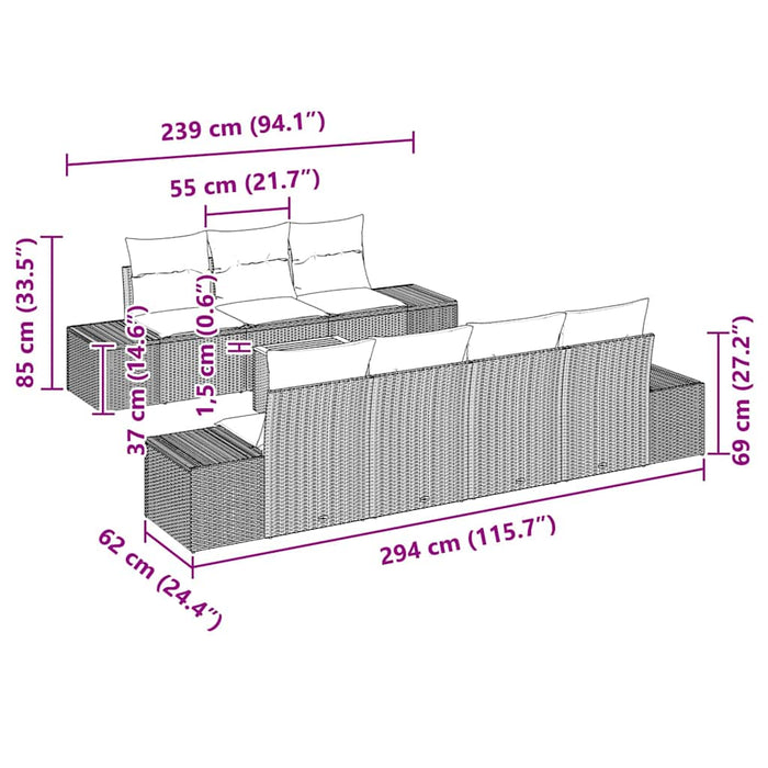 Set Divano da Giardino 8 pcs Grigio 3356585