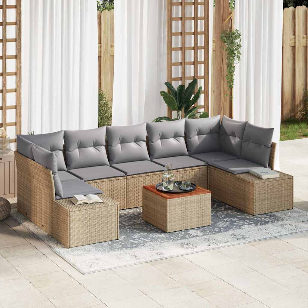 Set di Sofà da Giardino 8 pcs Beige, grigio chiaro 3356593