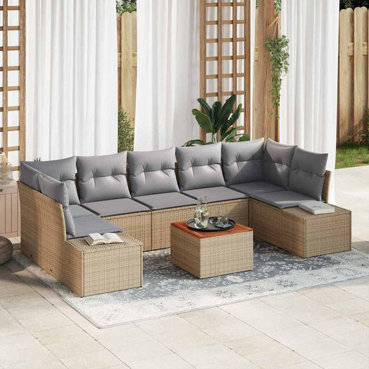 Set di Sofà da Giardino 8 pcs Beige, grigio chiaro 3356593
